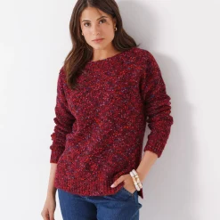 Trui En Vest<Blancheporte Trui in lusjestricot met boothals pruim