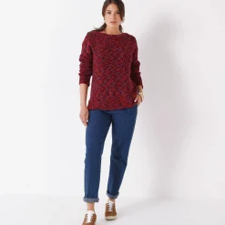 Trui En Vest<Blancheporte Trui in lusjestricot met boothals pruim