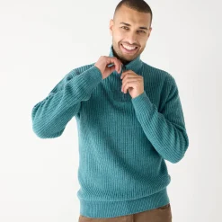 Feestoutfits Heren|Trui En Vest<Blancheporte Trui in patentsteek met truckerskraag gespikkeld celadon