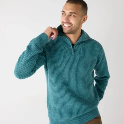 Feestoutfits Heren|Trui En Vest<Blancheporte Trui in patentsteek met truckerskraag gespikkeld celadon