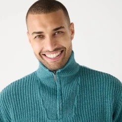 Feestoutfits Heren|Trui En Vest<Blancheporte Trui in patentsteek met truckerskraag gespikkeld celadon