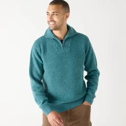 Feestoutfits Heren|Trui En Vest<Blancheporte Trui in patentsteek met truckerskraag gespikkeld celadon