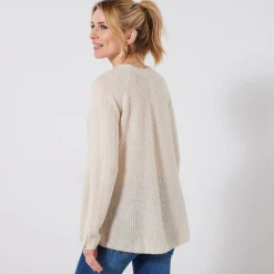 Trui En Vest<Blancheporte Trui in patenttricot met uitlopend model met zachte touch ecru