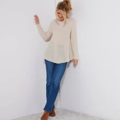 Trui En Vest<Blancheporte Trui in patenttricot met uitlopend model met zachte touch ecru