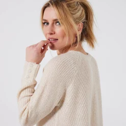 Trui En Vest<Blancheporte Trui in patenttricot met uitlopend model met zachte touch ecru