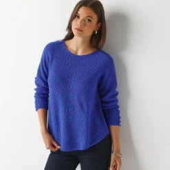 Trui En Vest<Blancheporte Trui in patenttricot met uitlopend model met zachte touch felblauw