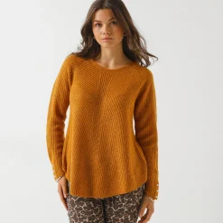 Trui En Vest<Blancheporte Trui in patenttricot met uitlopend model met zachte touch kerrie