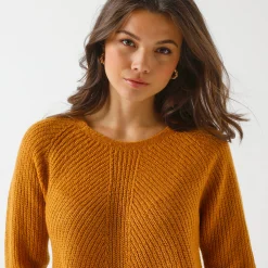 Trui En Vest<Blancheporte Trui in patenttricot met uitlopend model met zachte touch kerrie