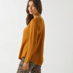 Trui En Vest<Blancheporte Trui in patenttricot met uitlopend model met zachte touch kerrie