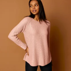Trui En Vest<Blancheporte Trui in patenttricot met uitlopend model met zachte touch poederroze