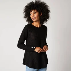 Trui En Vest<Blancheporte Trui in patenttricot met uitlopend model met zachte touch zwart