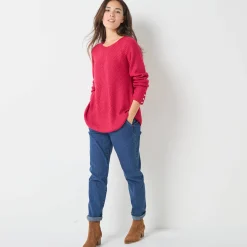 Trui En Vest<Blancheporte Trui in patenttricot met uitlopend model met zachte touch framboos