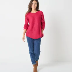 Trui En Vest<Blancheporte Trui in patenttricot met uitlopend model met zachte touch framboos