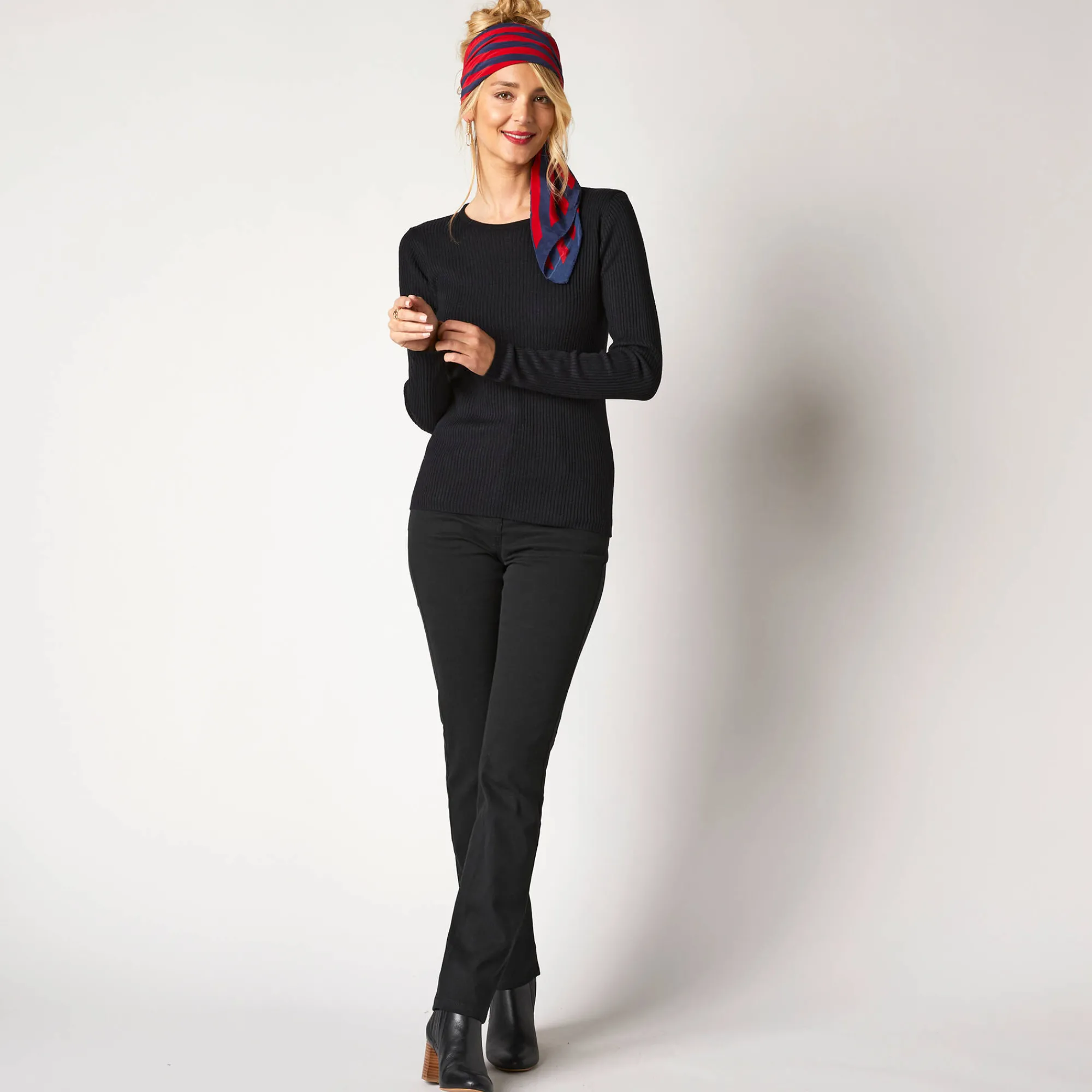 Trui En Vest<Blancheporte Trui in ribtricot met ronde hals zwart