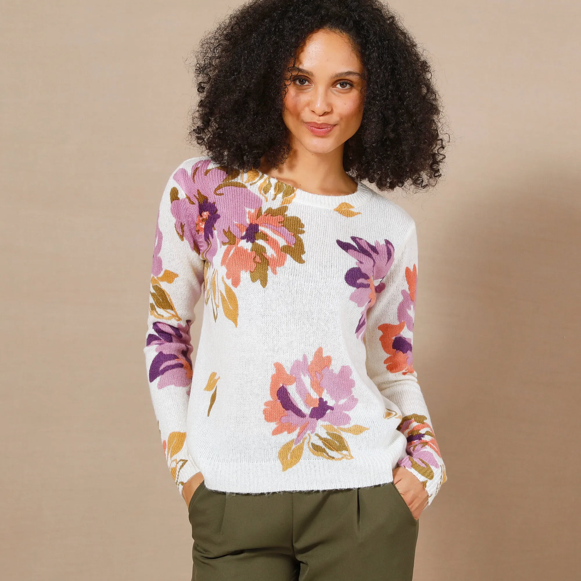 Trui En Vest<Blancheporte Trui met bloemenprint ecru / parma