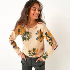 Trui En Vest<Blancheporte Trui met bloemenprint beige / bronskleur
