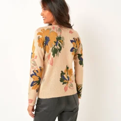 Trui En Vest<Blancheporte Trui met bloemenprint beige / bronskleur