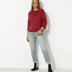 Trui En Vest<Blancheporte Trui met boothals en 3/4-mouwen, kasjmiertouch pruim