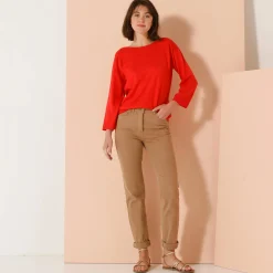 Trui En Vest<Blancheporte Trui met boothals en 3/4-mouwen, kasjmiertouch rood