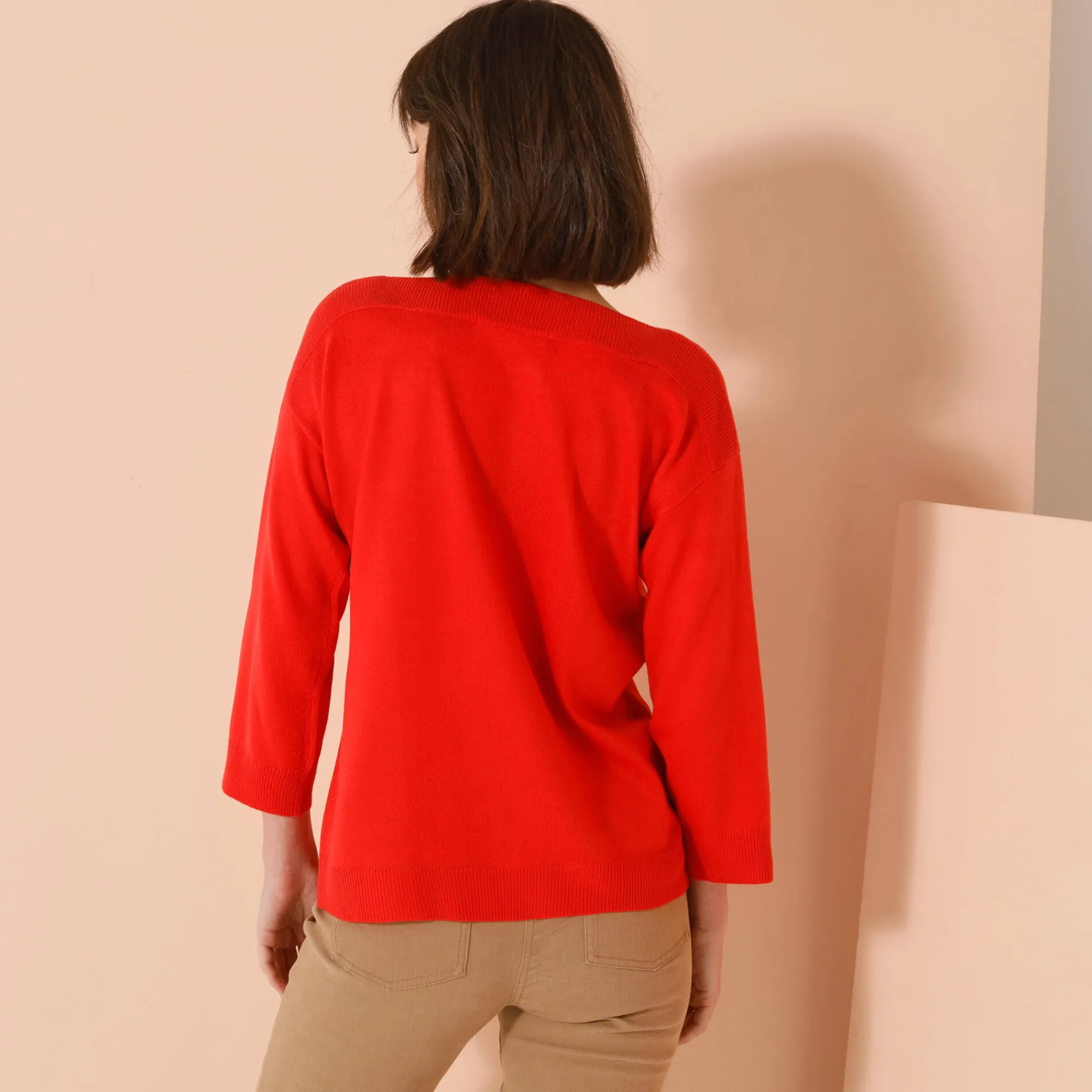 Trui En Vest<Blancheporte Trui met boothals en 3/4-mouwen, kasjmiertouch rood