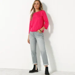 Trui En Vest<Blancheporte Trui met boothals en 3/4-mouwen, kasjmiertouch fuchsiaroze