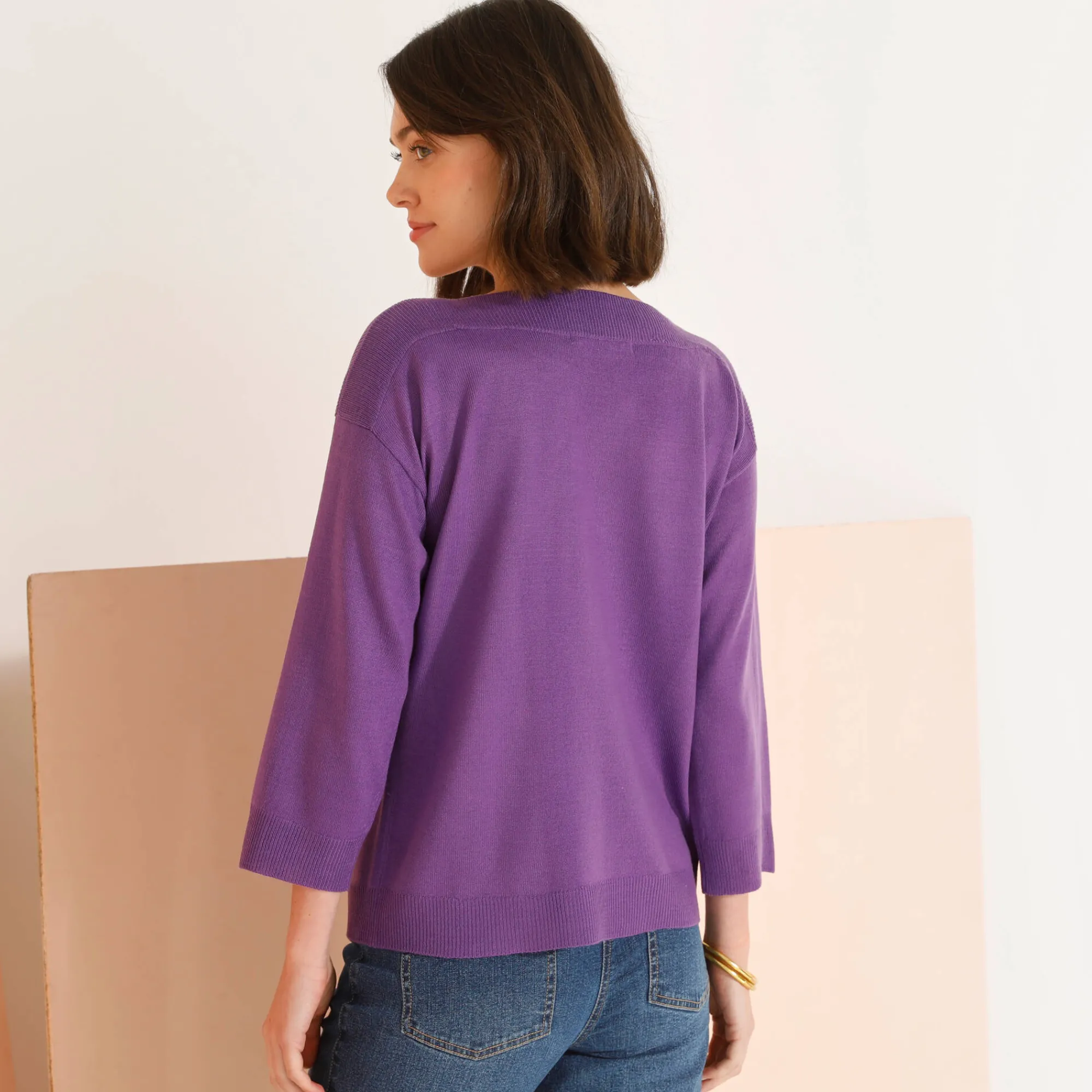 Trui En Vest<Blancheporte Trui met boothals en 3/4-mouwen, kasjmiertouch parma