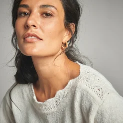 Trui En Vest<Lora Zellini Trui met boothals, fantasietricot ecru