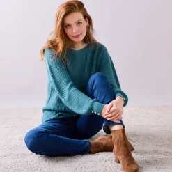 Trui En Vest<Blancheporte Trui met boothals, patenttricot met zachte touch saliegroen