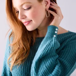 Trui En Vest<Blancheporte Trui met boothals, patenttricot met zachte touch saliegroen