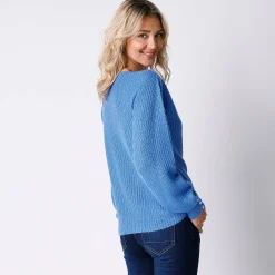 Trui En Vest<Blancheporte Trui met boothals, patenttricot met zachte touch lavendelblauw