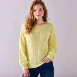 Trui En Vest<Blancheporte Trui met boothals, patenttricot met zachte touch lichtgeel