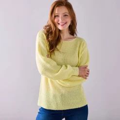 Trui En Vest<Blancheporte Trui met boothals, patenttricot met zachte touch lichtgeel