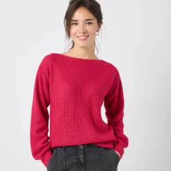 Trui En Vest<Blancheporte Trui met boothals, patenttricot met zachte touch framboos