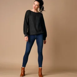 Trui En Vest<Blancheporte Trui met boothals, patenttricot met zachte touch zwart