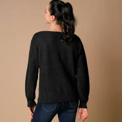 Trui En Vest<Blancheporte Trui met boothals, patenttricot met zachte touch zwart