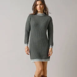 Jurk<Blancheporte Trui met contrasterende details, geribbelde boord kaki / ecru