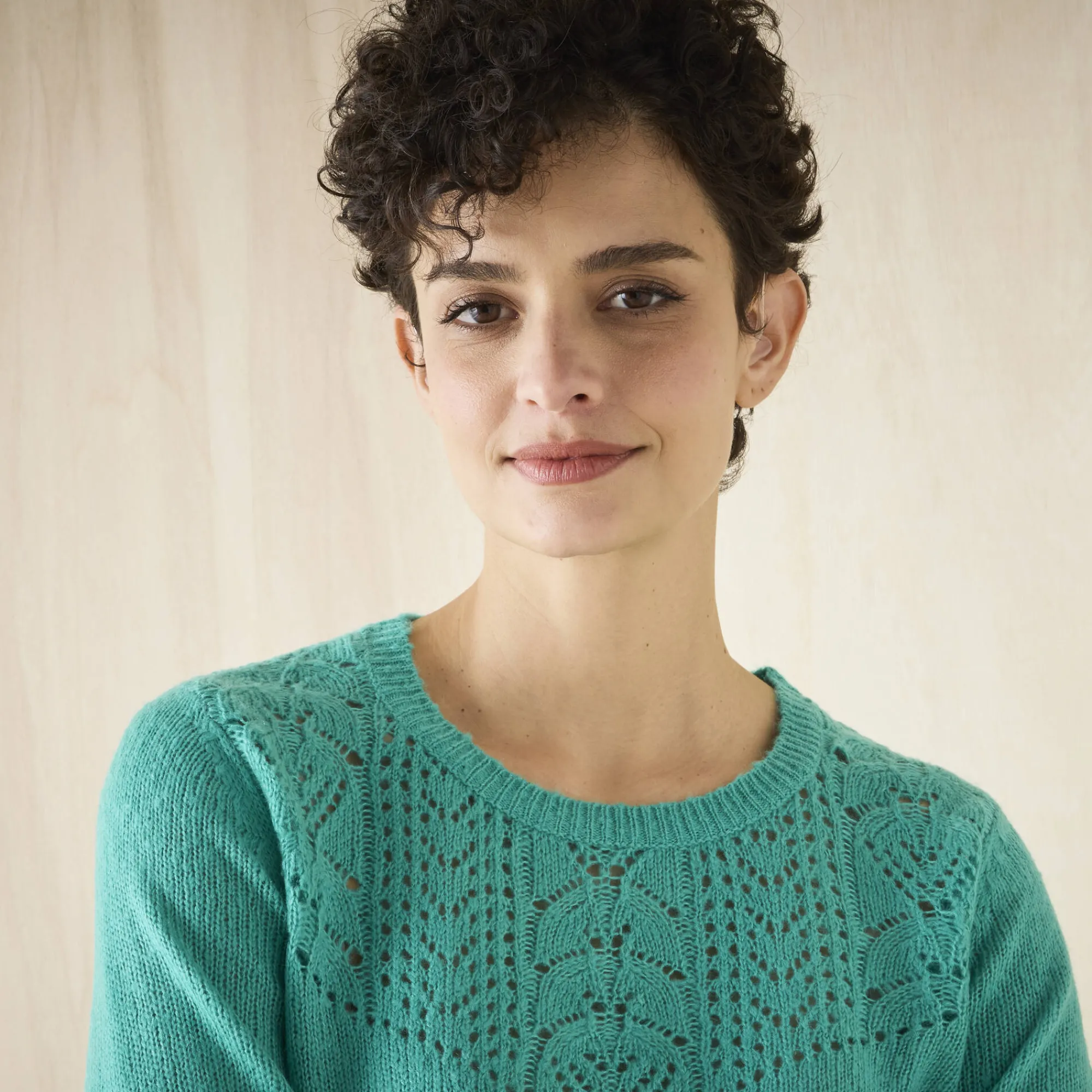 Trui En Vest<Blancheporte Trui met details in pointelletricot muntgroen