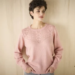 Trui En Vest<Blancheporte Trui met details in pointelletricot grijsroze