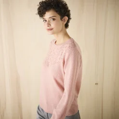 Trui En Vest<Blancheporte Trui met details in pointelletricot grijsroze