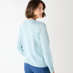 Trui En Vest<Blancheporte Trui met details in pointelletricot watergroen