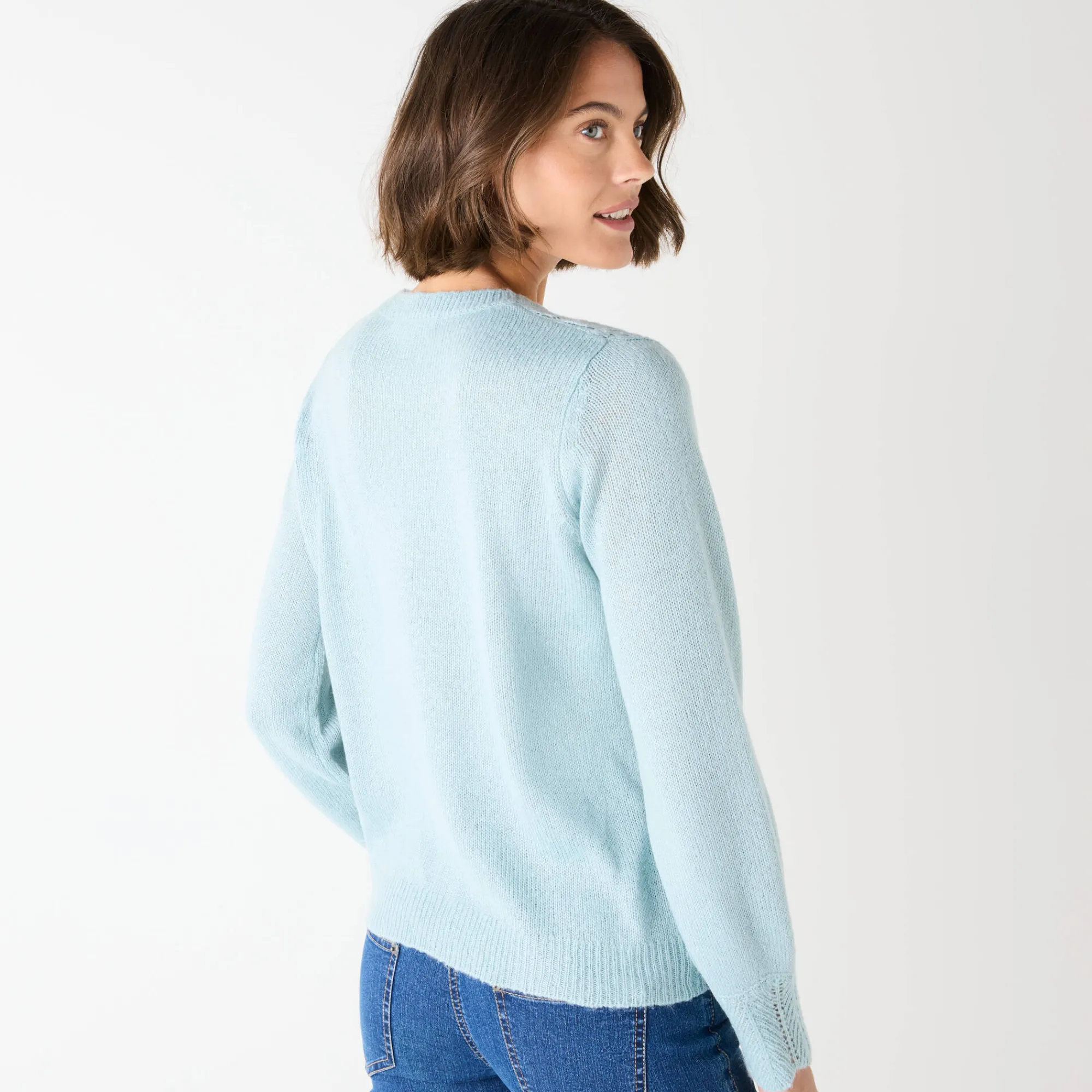 Trui En Vest<Blancheporte Trui met details in pointelletricot watergroen