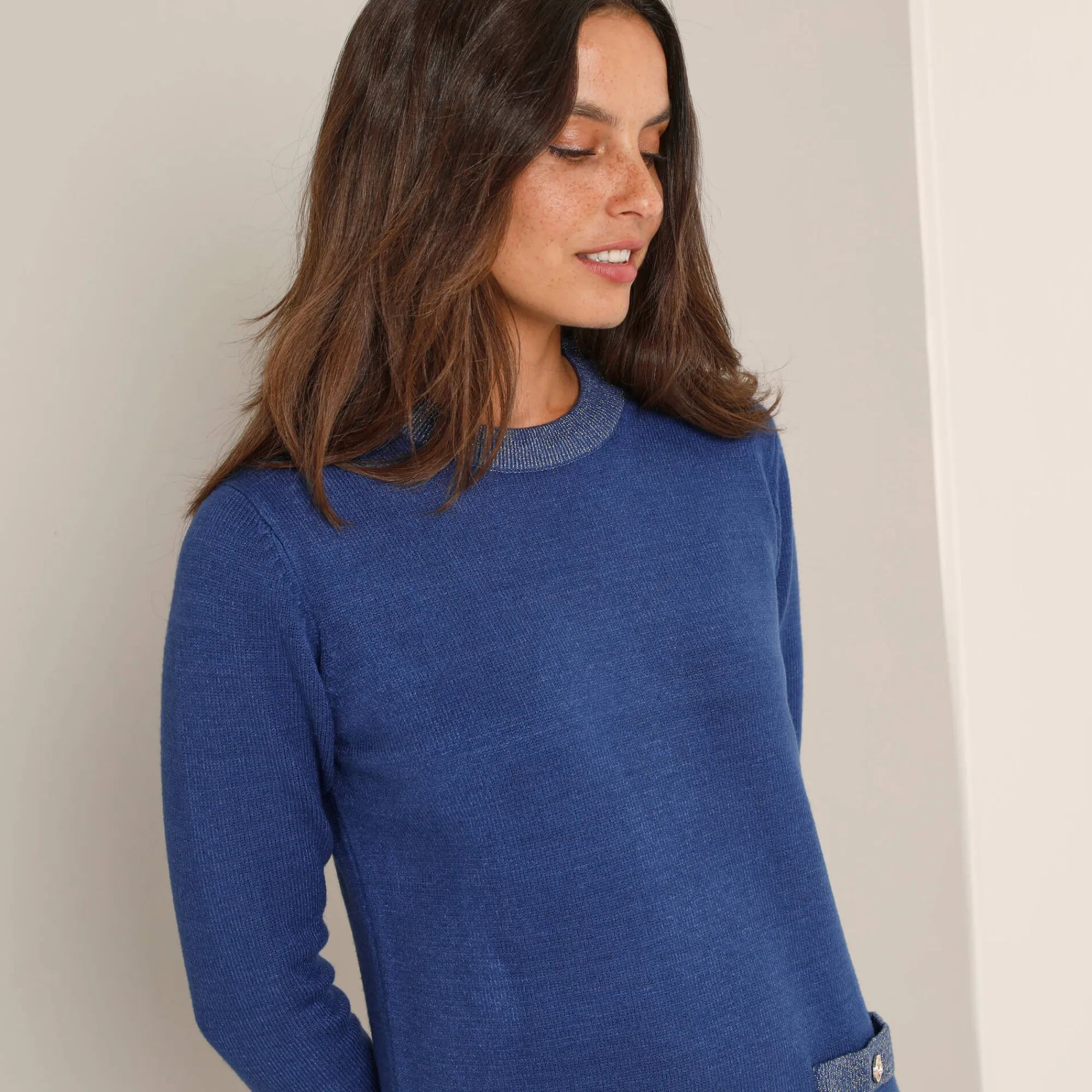 Jurk<Blancheporte Trui met glanzende details, 2 zakken blauw