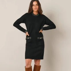 Feestoutfits Dames|Jurk<Blancheporte Trui met glanzende details, 2 zakken zwart