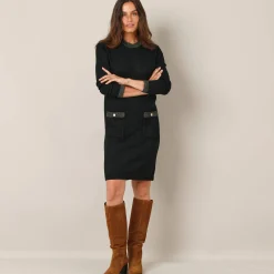 Feestoutfits Dames|Jurk<Blancheporte Trui met glanzende details, 2 zakken zwart