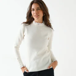 Trui En Vest<Blancheporte Trui met 2-in-1 effect, details in broderie anglaise ecru