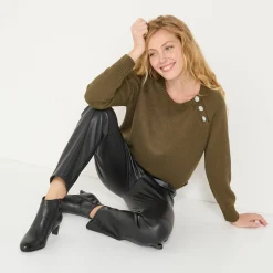 Feestoutfits Dames|Trui En Vest<Blancheporte Trui met juweelknopen aan de schouders bronskleur