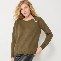 Feestoutfits Dames|Trui En Vest<Blancheporte Trui met juweelknopen aan de schouders bronskleur