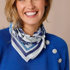 Feestoutfits Dames|Trui En Vest<Blancheporte Trui met juweelknopen aan de schouders blauw