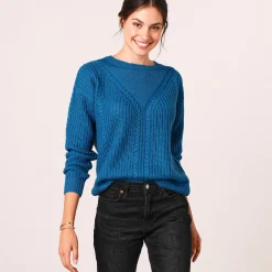 Trui En Vest<Blancheporte Trui met kabelmotieven - patenttricot pauwblauw