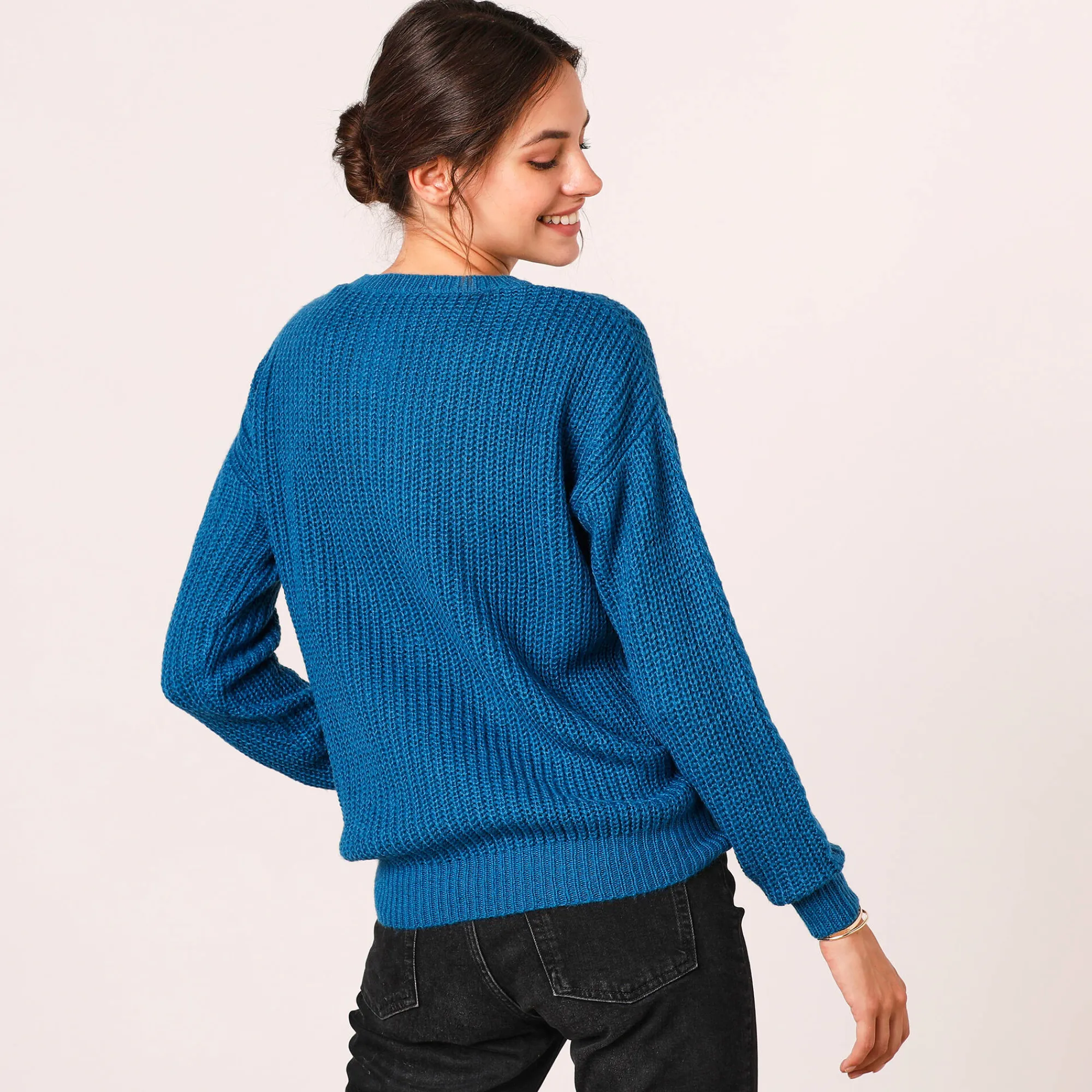 Trui En Vest<Blancheporte Trui met kabelmotieven - patenttricot pauwblauw